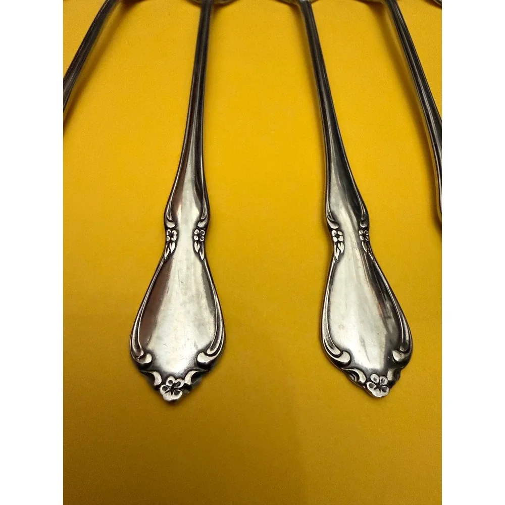 8 Oneidacraft Chateau Deluxe Stainless Iced Tea Spoon Set Floral Scroll 7.5in
